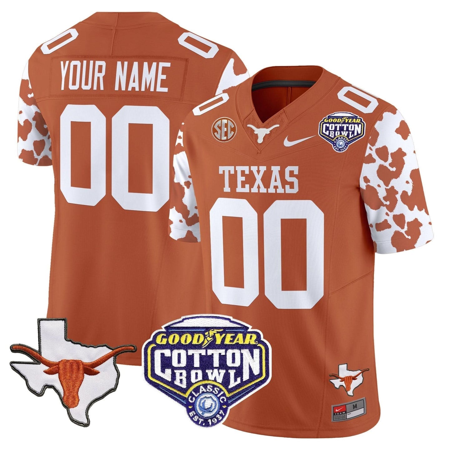 TL Cow Spots Cotton Bowl Patch Vapor Limited Custom Jersey - All Stitched