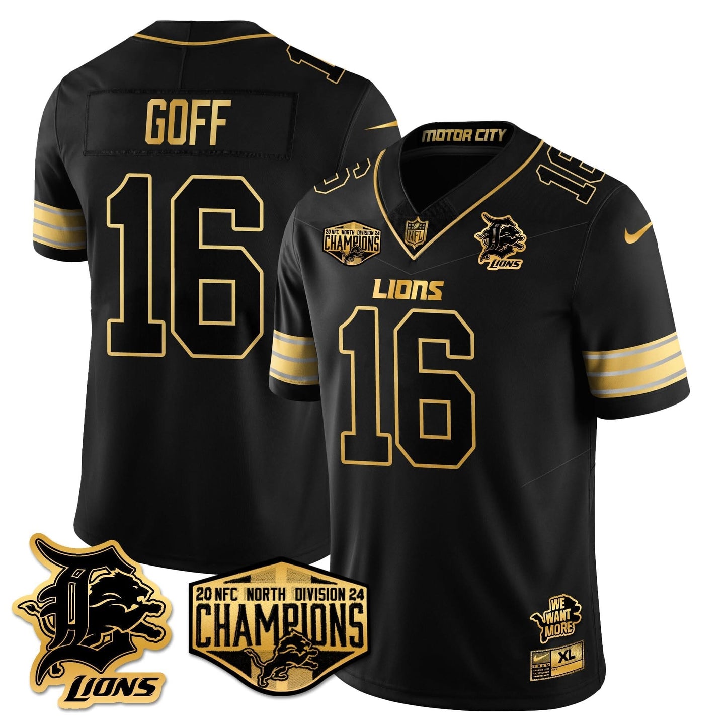 DET 2024 NFC North Champions Gold Jersey