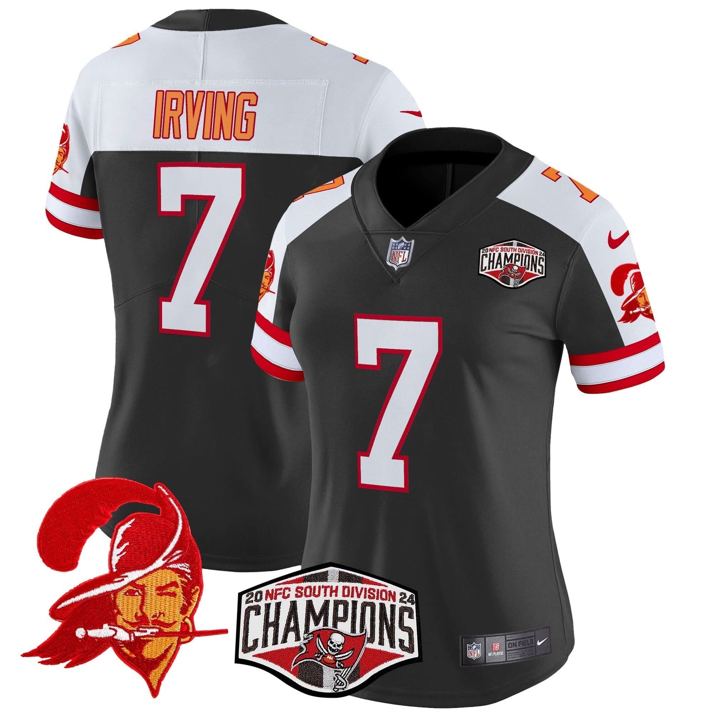 Women's TBB Creamsicle 2024 NFC South Division Champions Patch Vapor Limited Jersey - All Stitched