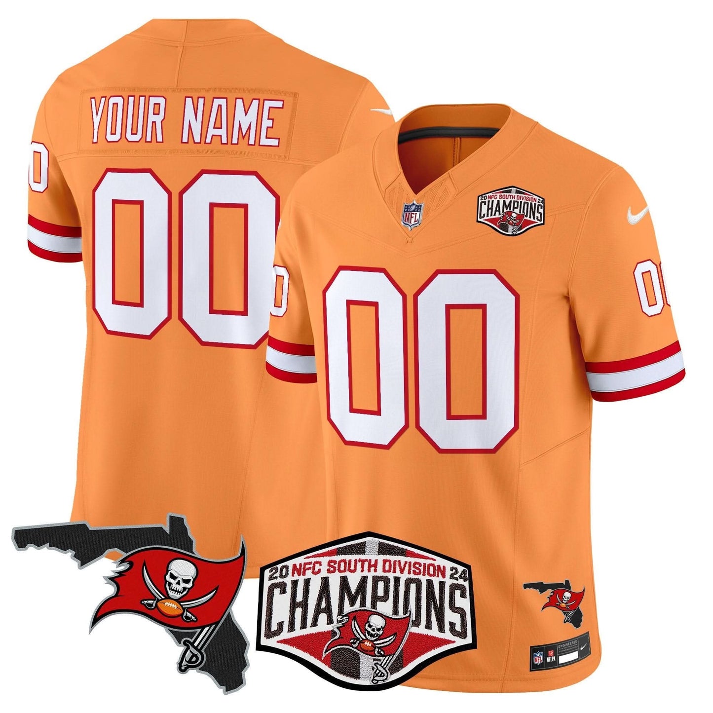 Buccaneers 2024 NFC South Division Champions Patch Vapor Limited Custom Jersey - All Stitched