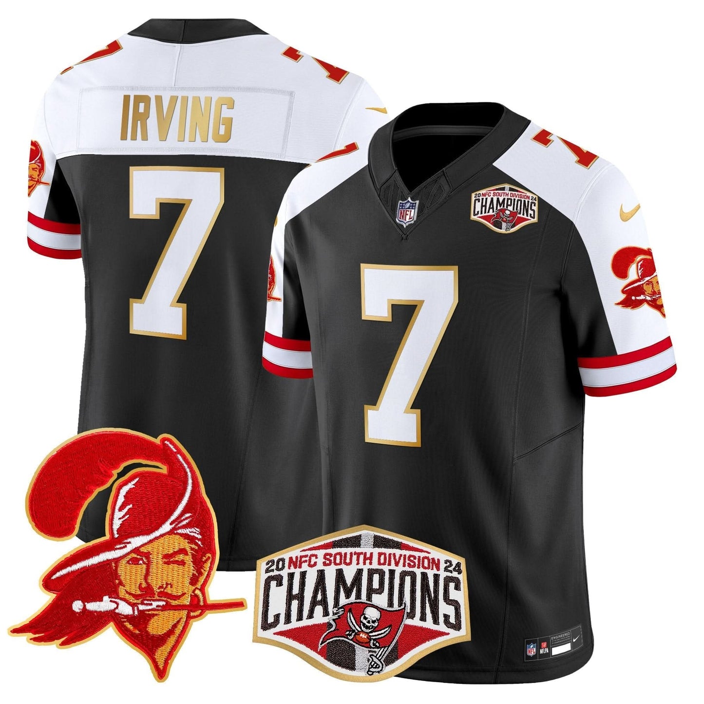 Buccaneers Creamsicle 2024 NFC South Division Champions Patch Gold Trim Vapor Limited Jersey - All Stitched
