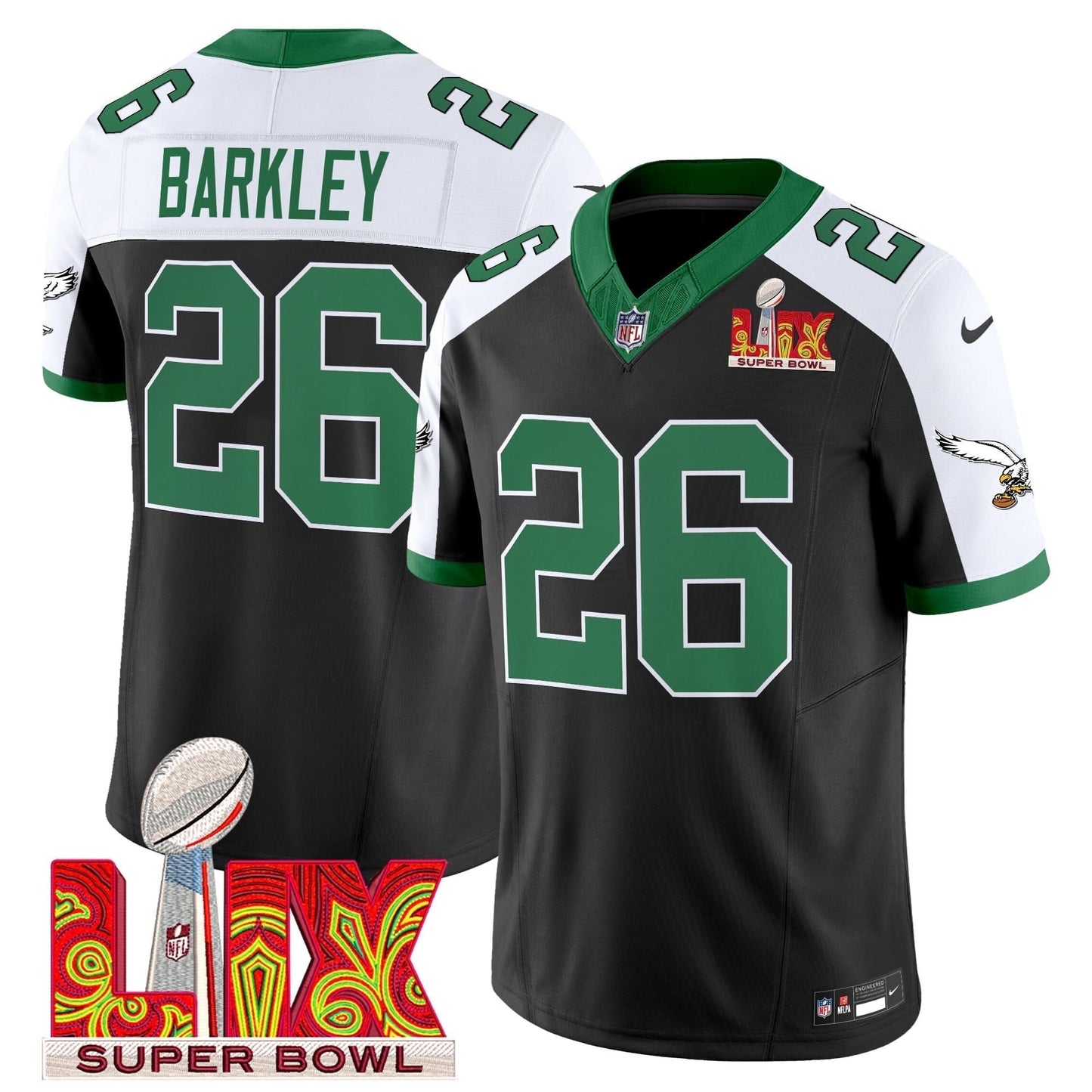 PE Kelly Green Super Bowl LIX Patch Vapor Limited Jersey - All Stitched