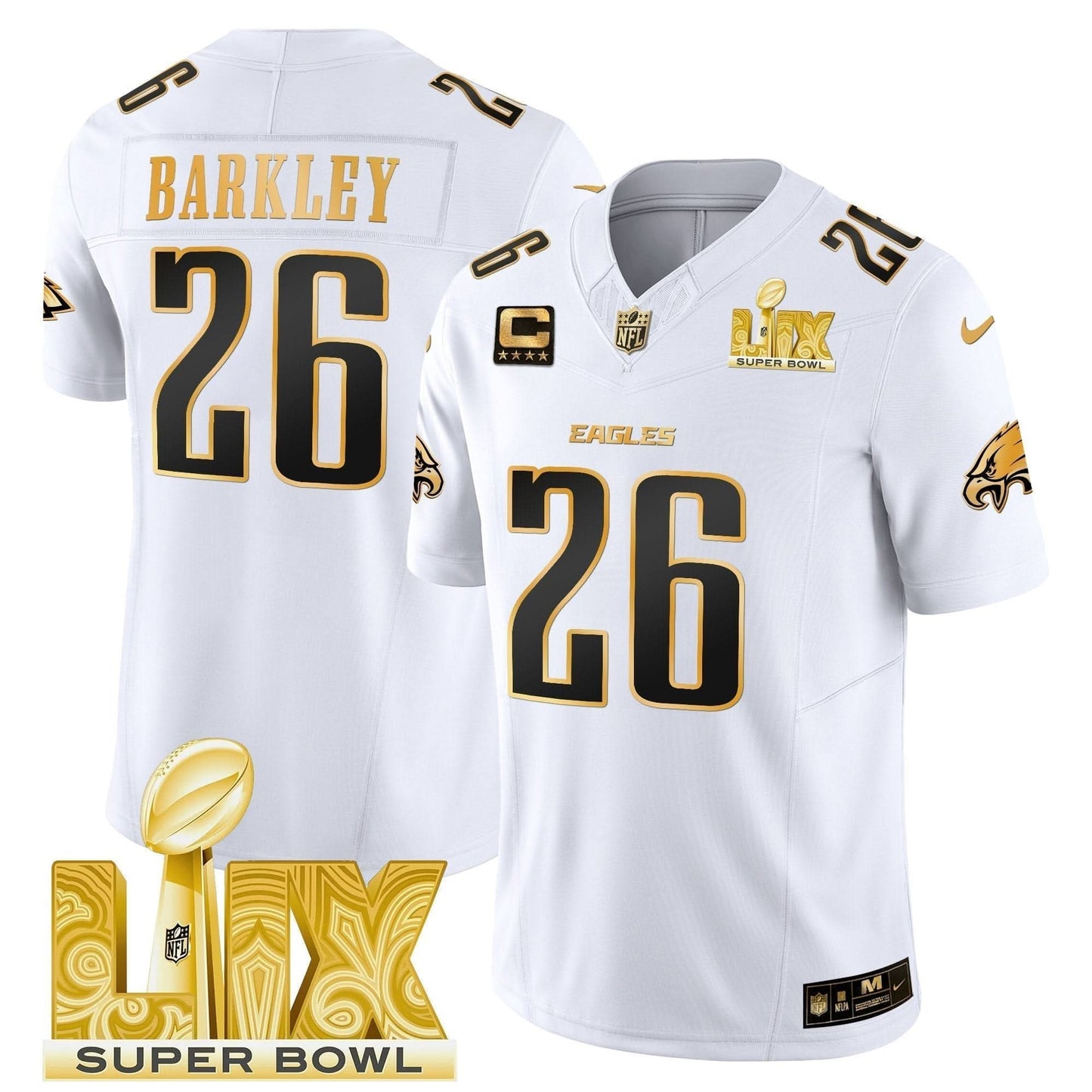 PE Super Bowl LIX Patch Gold Vapor Limited Jersey - All Stitched