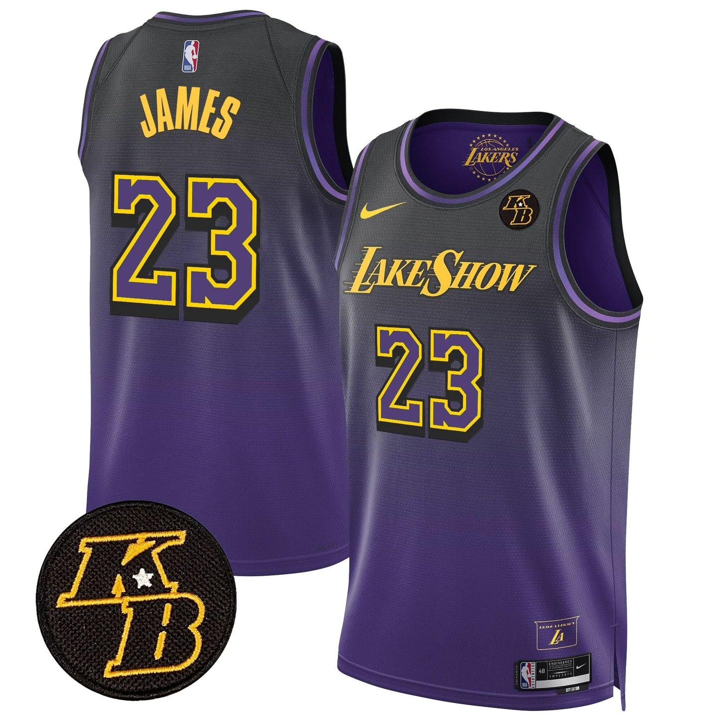 Men's Los Angeles Lakers Kobe Bryant Patch Swingman Jersey - All Stitched