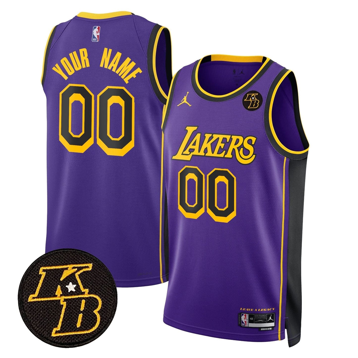 Los Angeles Lakers Kobe Bryant Patch Swingman Custom Jersey - All Stitched