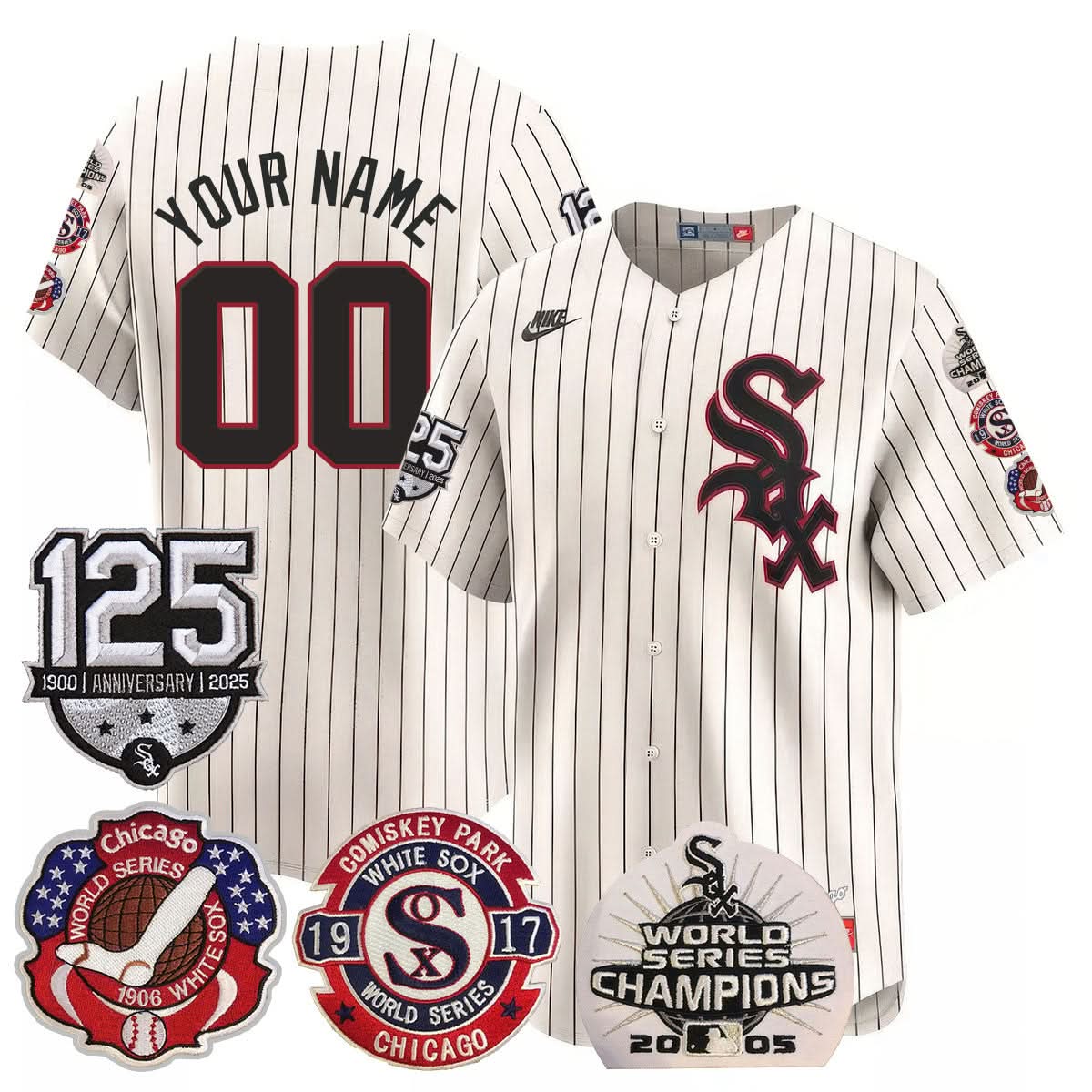 Custom Chicago White Sox 125th Anniversary - World Series Champions Jersey - All Stitched