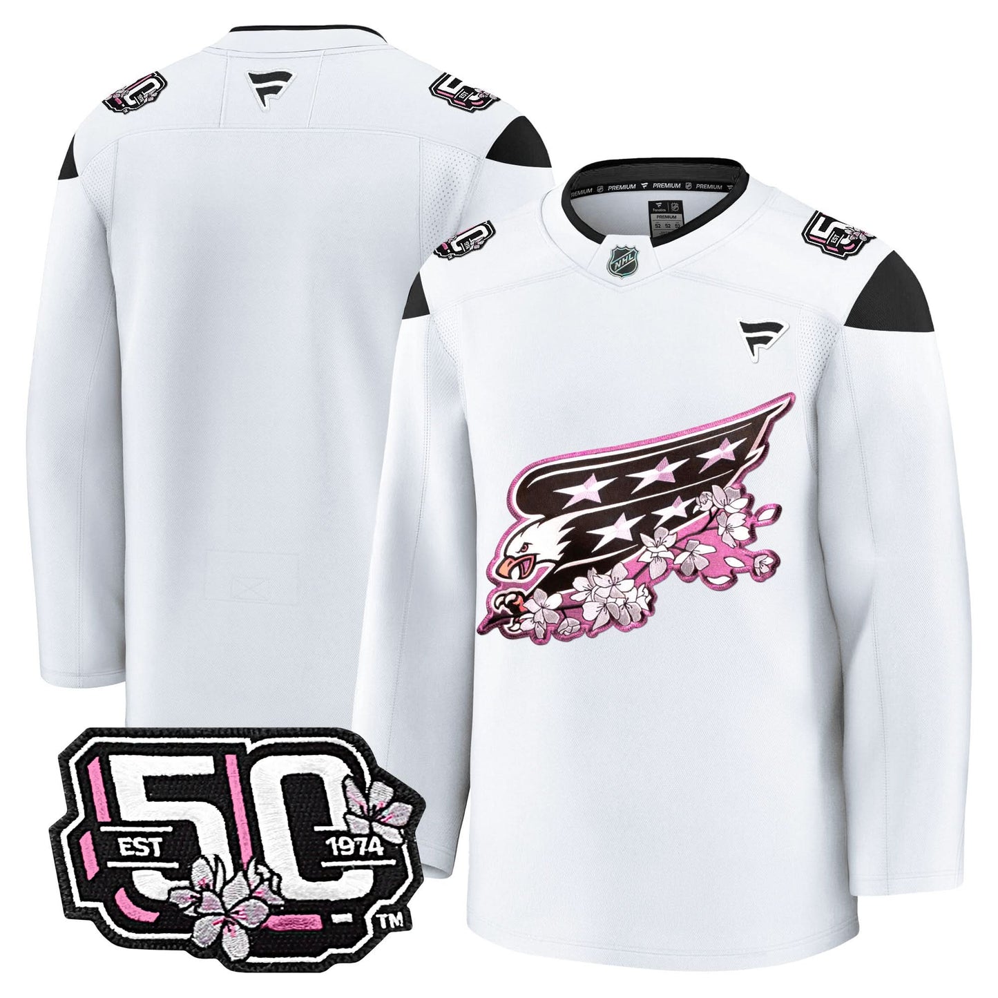 Men's Washington Capitals 50th Anniversary Cherry Blossom Premium Jersey - All Stitched