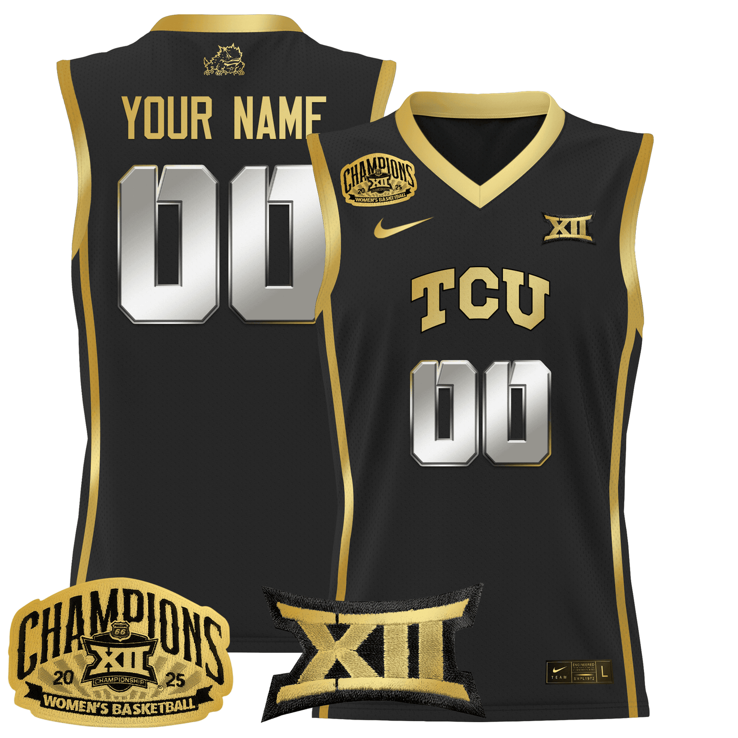 TCU Horned Frogs 2025 BIG 12 Women's Conference Tournament Champions Lightweight Basketball Custom Jersey - All Stitched