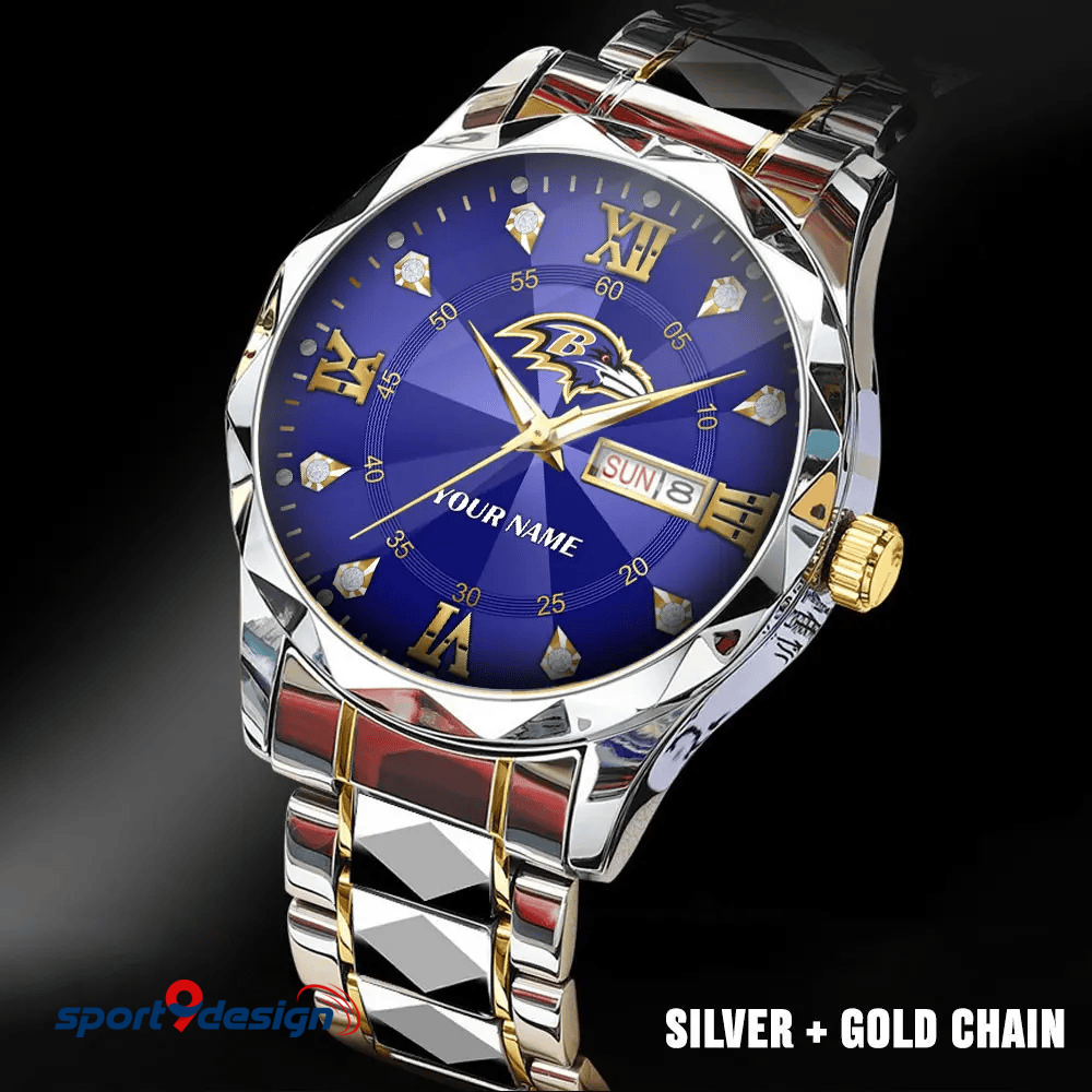 Baltimore Ravens - American Football Men Luxury Hand Watch All Team Custom Any Name Gift For Fan - Limited Edition