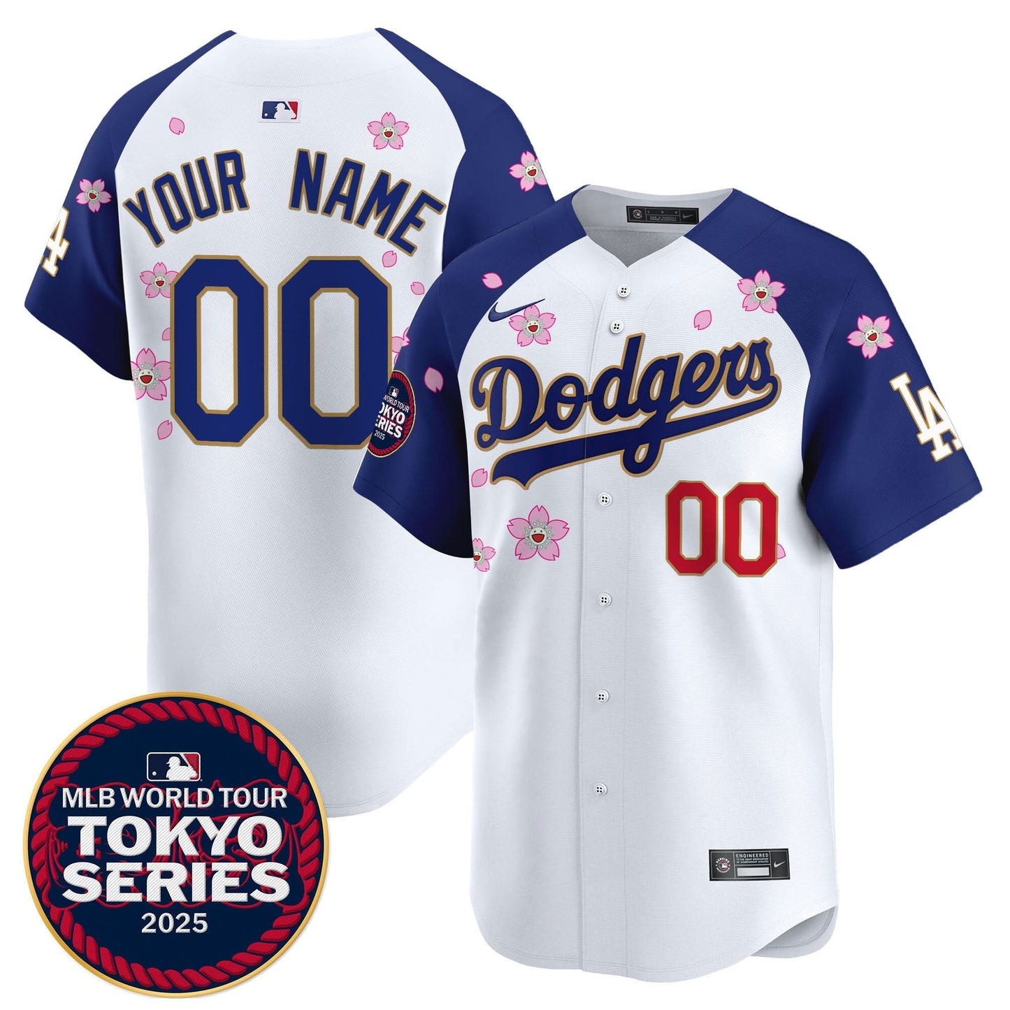 Dodgers Tokyo Series 2025 Gold Trim Vapor Premier Limited Custom Jersey - Stitched