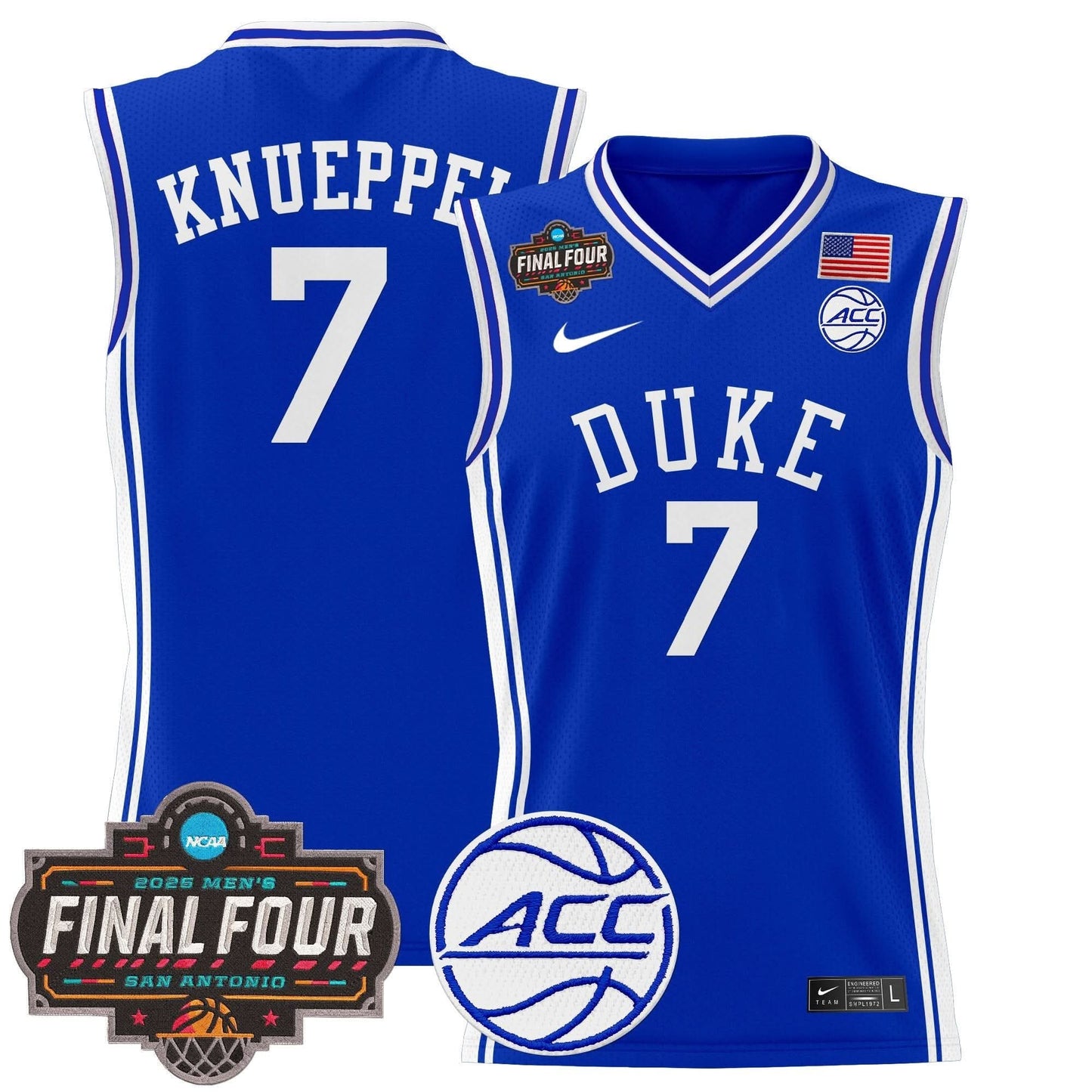 Men's Duke Blue Devils 2025 Final Four Patch Basketball Jersey - All Stitched