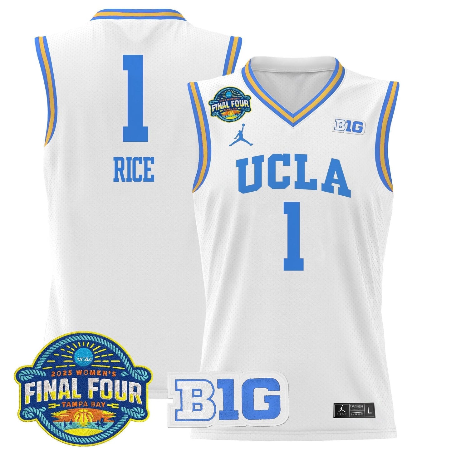 Men's Size - UCLA Bruins 2025 Big Ten Women's Final Four Patch Lightweight Basketball Jersey - All Stitched