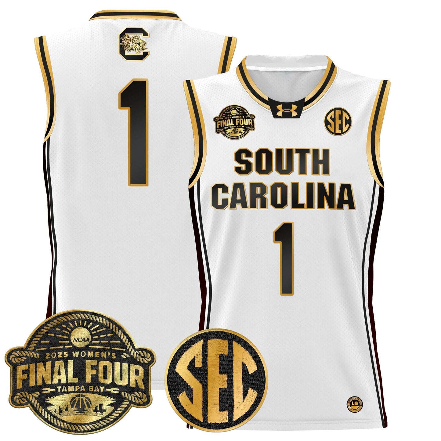 Men's Size - South Carolina Gamecocks 2025 Sec Women's Final Four Patch Lightweight Basketball Jersey - All Stitched