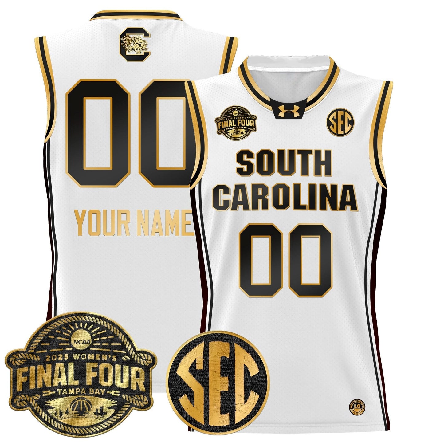 South Carolina Gamecocks 2025 Sec Women's Final Four Patch Lightweight Basketball Custom Jersey - All Stitched