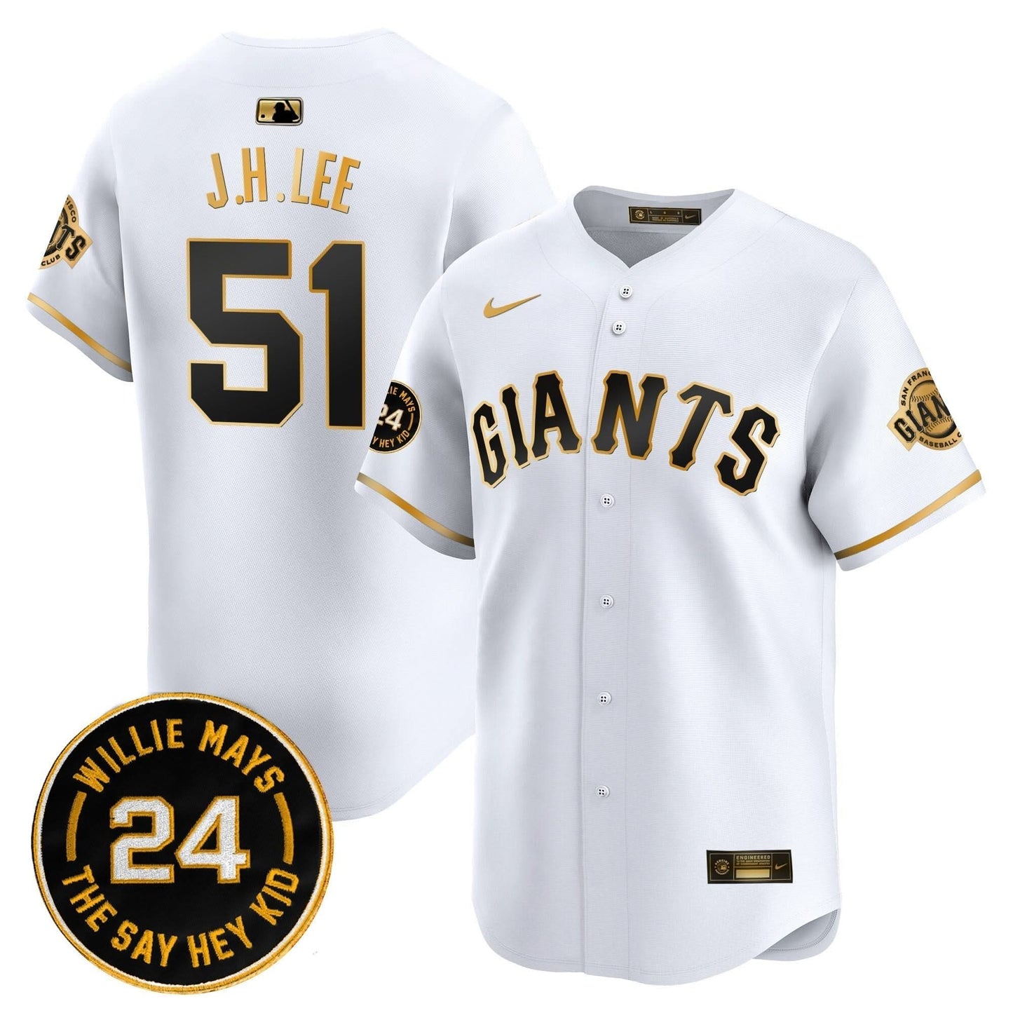 Men's San Francisco Giants 2025 Willie Mays Patch Vapor Premier Limited Jersey - All Stitched