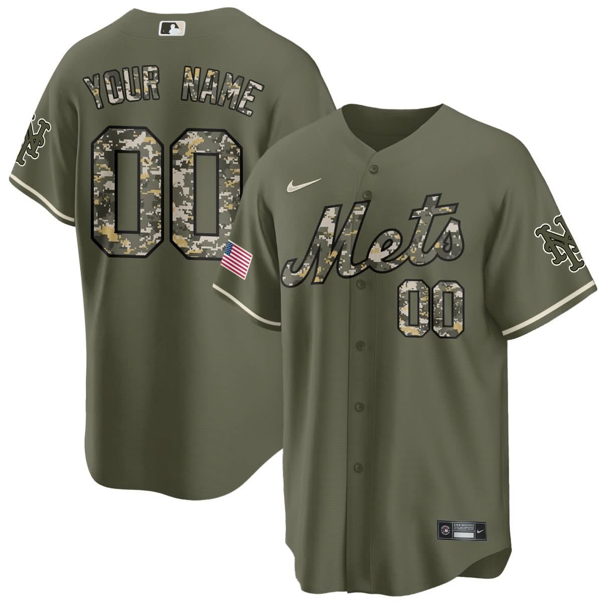 Custom New York Mets 2025 Sean Manaea Camo Jersey - All Stitched