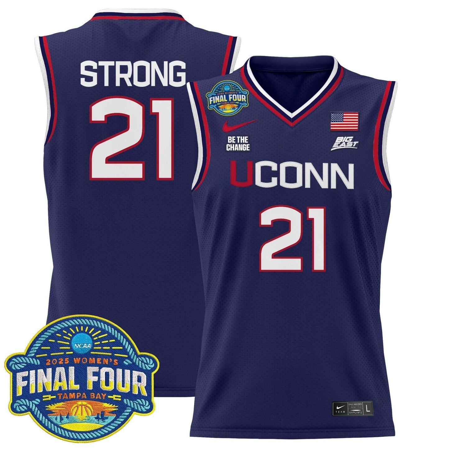 Men's Size - UConn Huskies 2025 Big Eat Women's Final Four Patch Lightweight Basketball Jersey - All Stitched