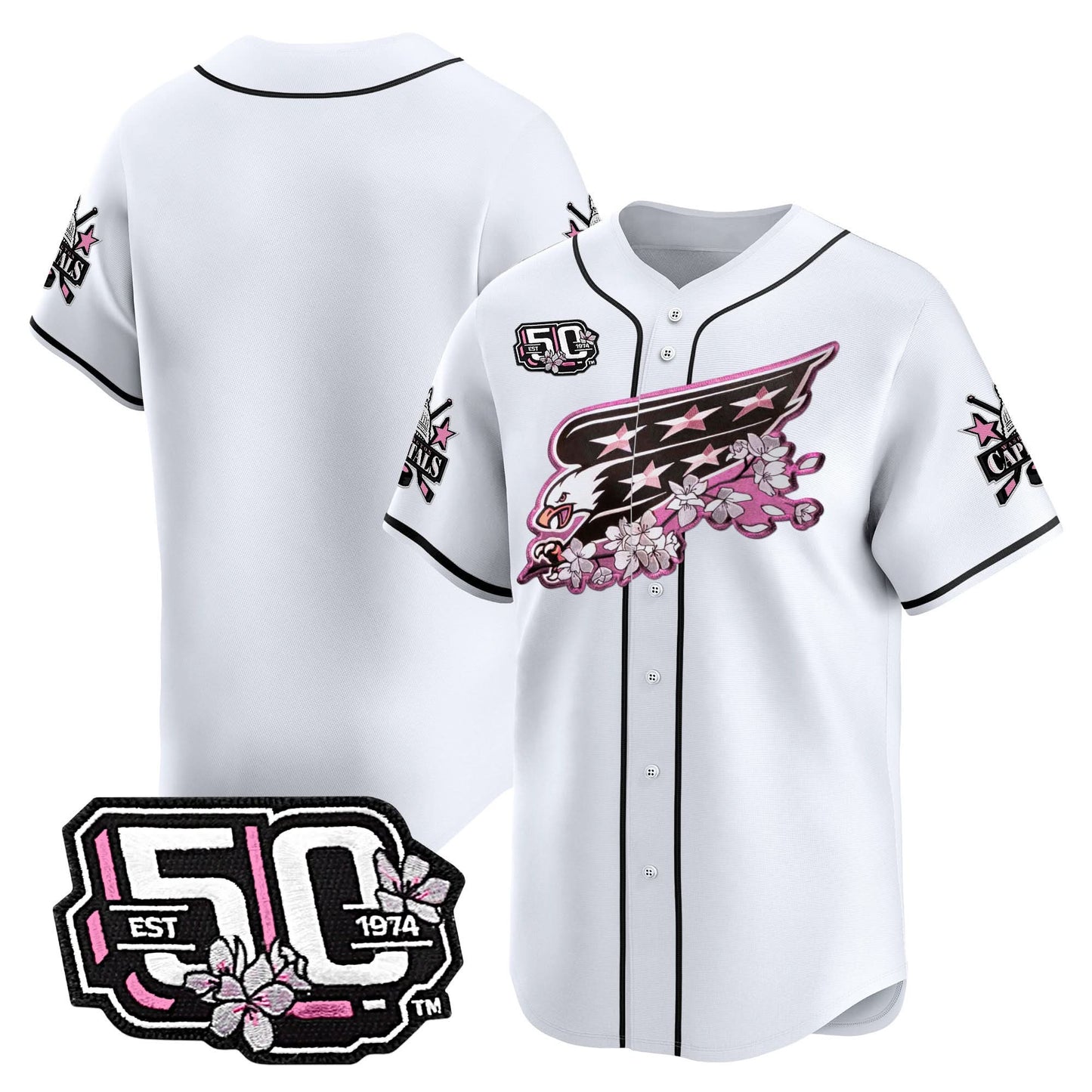 Men's 2025 Washington Capitals 50th Anniversary Cherry Blossom Style Vapor Premier Limited Jersey - All Stitched