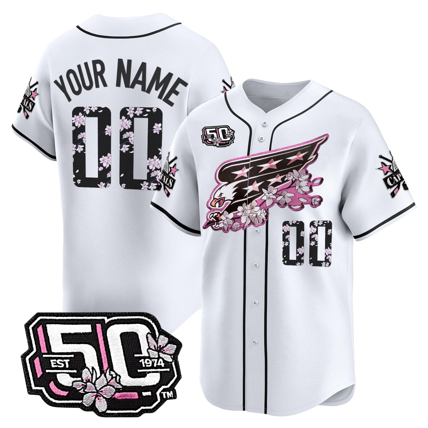 2025 Washington Capitals 50th Anniversary Cherry Blossom Style Vapor Premier Limited Custom Jersey - All Stitched