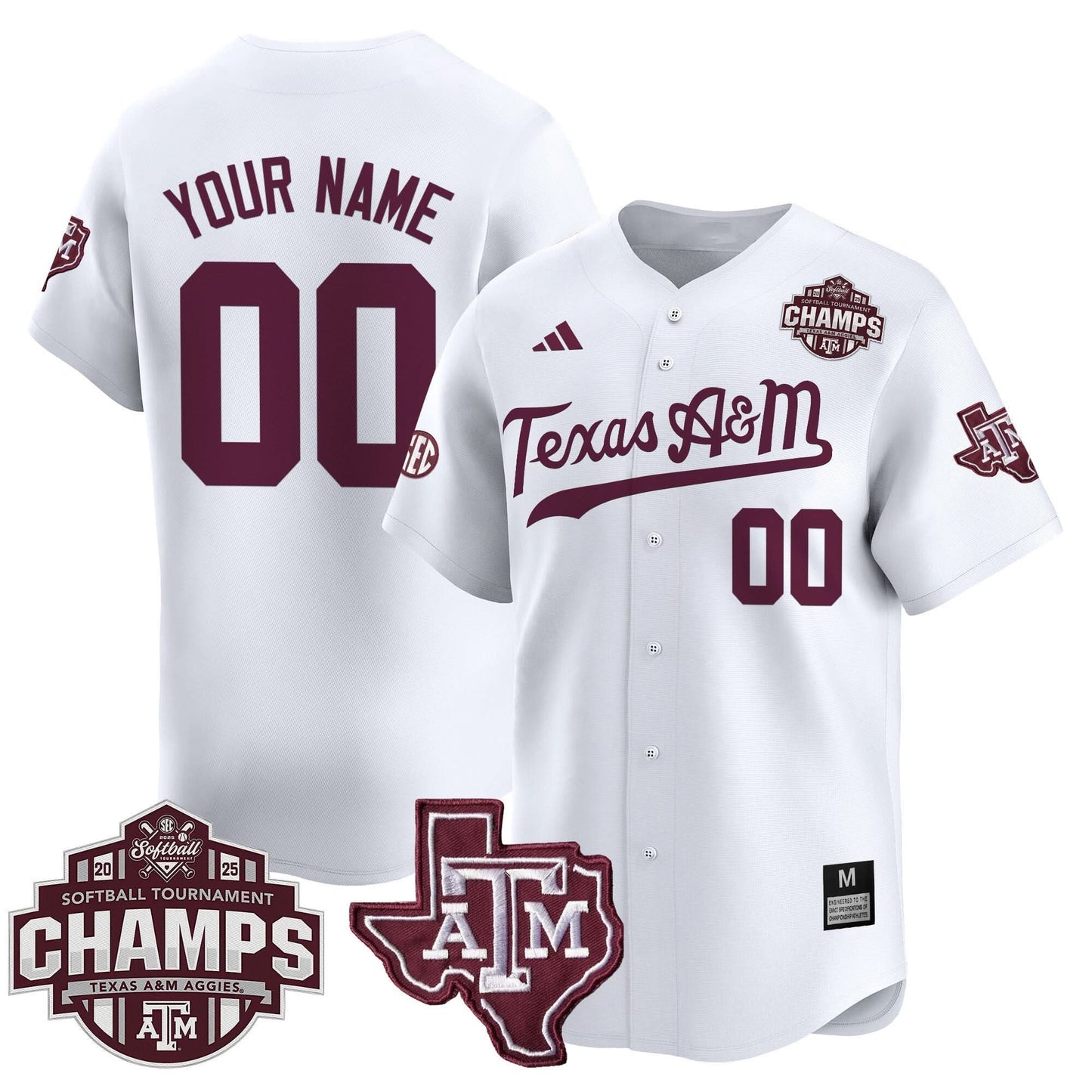 Texas A&M Aggies 2025 SEC Softball Conference Tournament Champions Patch Vapor Premier Limited Custom Jersey - All Stitched