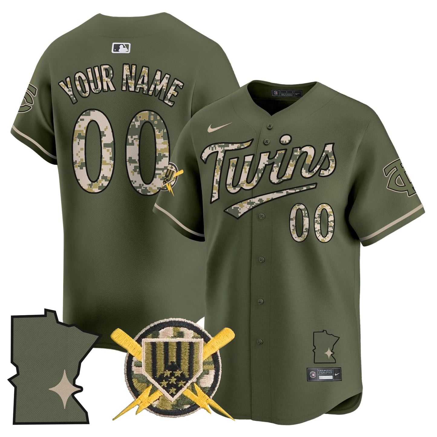 Minnesota Twins Armed Forces Day Vapor Premier Limited Custom Jersey - All Stitched