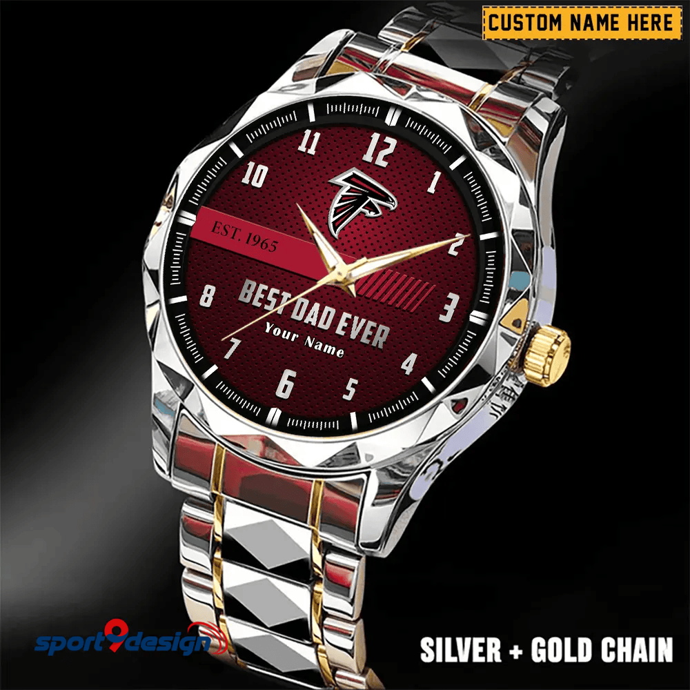 Atlanta Falcons Best Dad Ever Luxury Diamond Men Watch Father's Day Gift