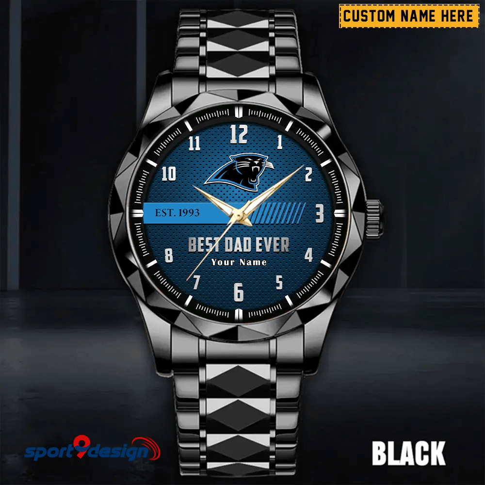 Carolina Panthers Best Dad Ever Luxury Diamond Men Watch Father's Day Gift