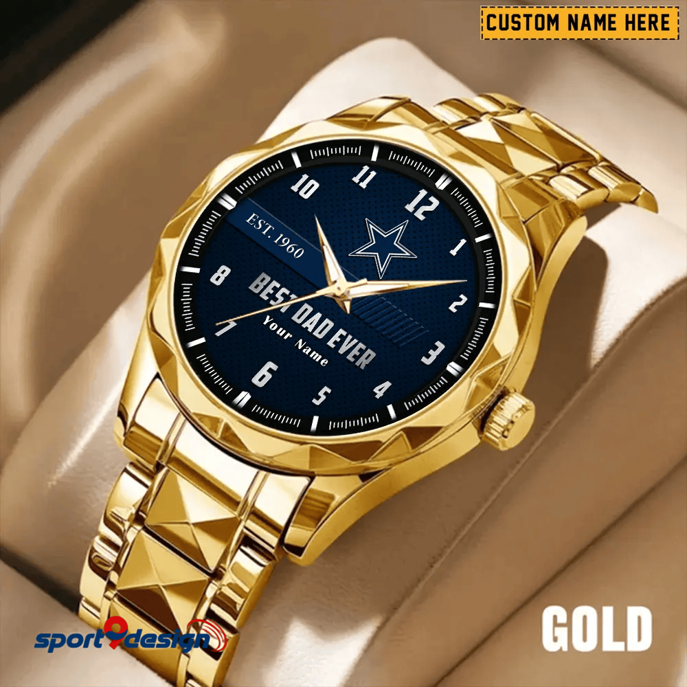Dallas Cowboys Best Dad Ever Luxury Diamond Men Watch Father's Day Gift