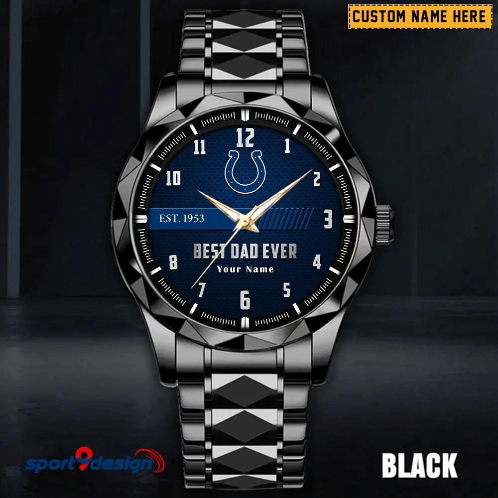Indianapolis Colts Best Dad Ever Luxury Diamond Men Watch Father's Day Gift