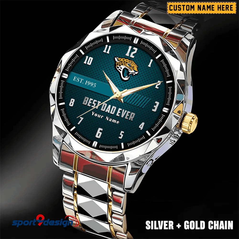 Jacksonville Jaguars Best Dad Ever Luxury Diamond Men Watch Father's Day Gift