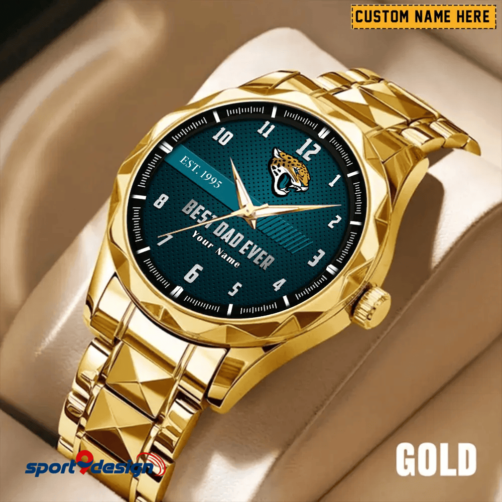 Jacksonville Jaguars Best Dad Ever Luxury Diamond Men Watch Father's Day Gift