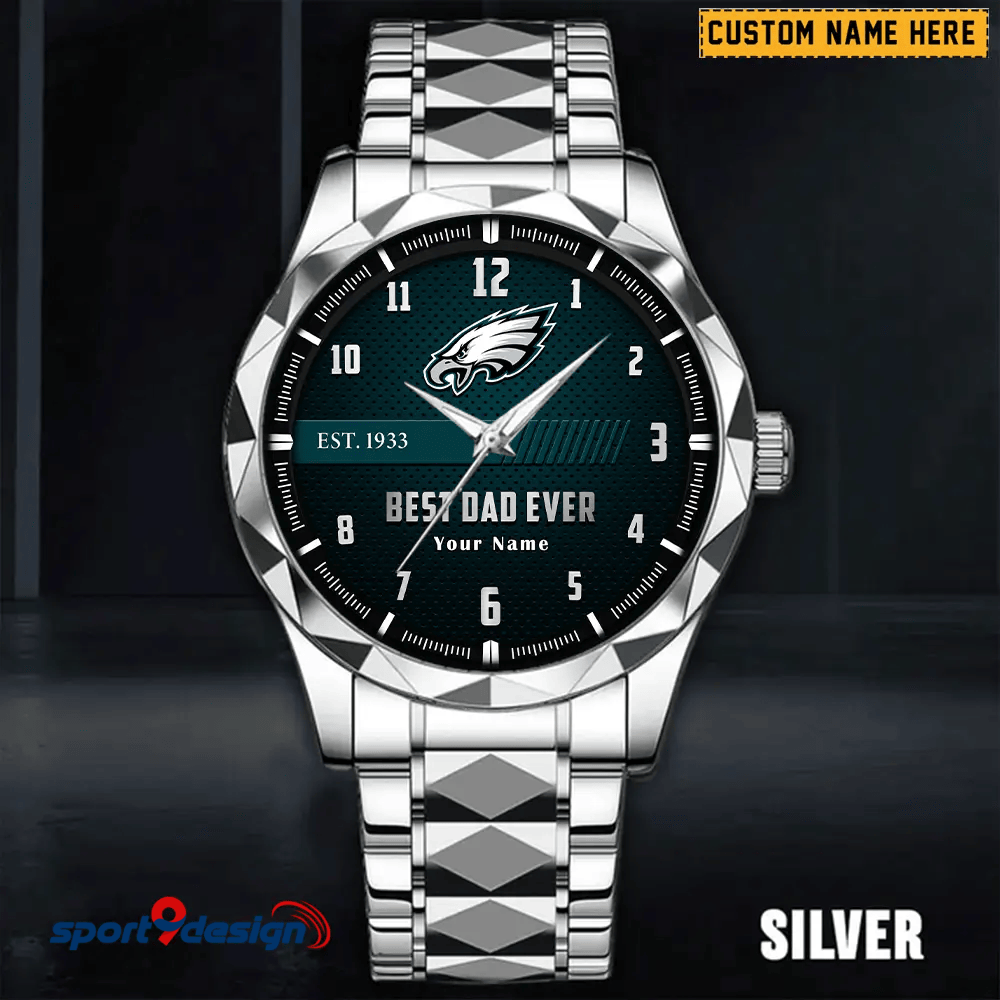 Philadelphia Eagles Best Dad Ever Luxury Diamond Men Watch Father's Day Gift