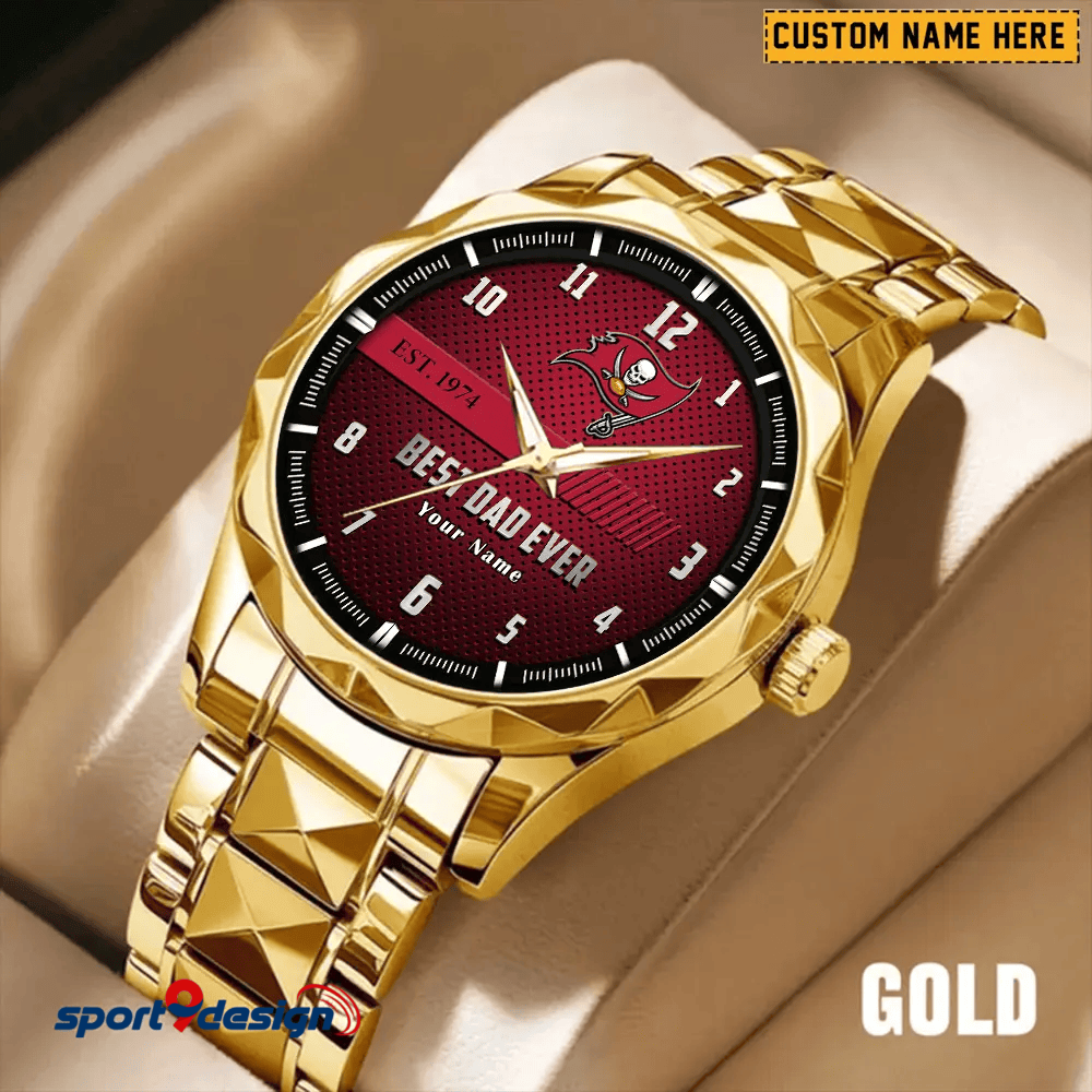 Tampa Bay Buccaneers Best Dad Ever Luxury Diamond Men Watch Father's Day Gift