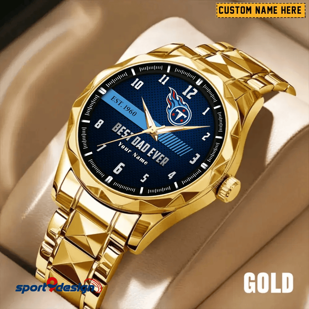 Tennessee Titans Best Dad Ever Luxury Diamond Men Watch Father's Day Gift