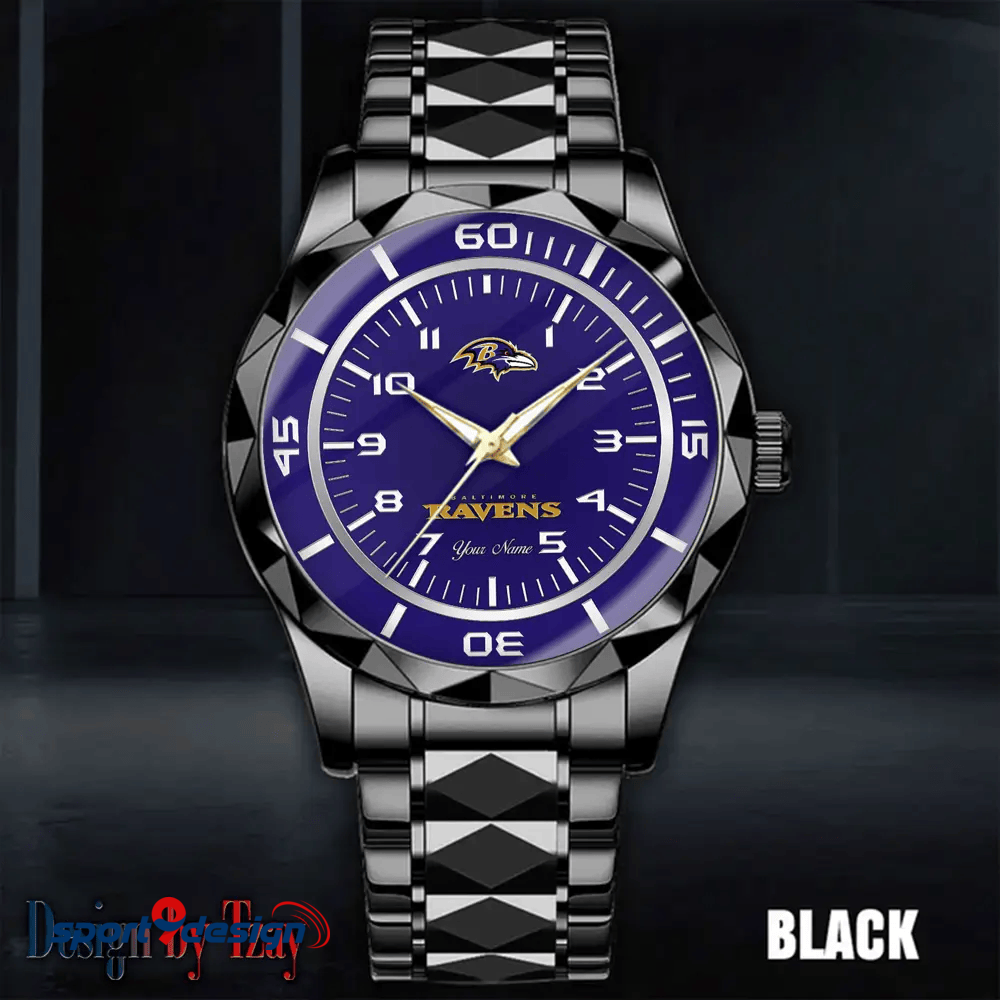 Baltimore Ravens Best Dad Ever Luxury Diamond Men Watch Father's Day Gift