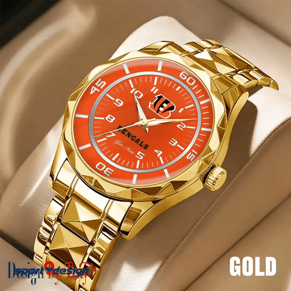 Cincinnati Bengals Best Dad Ever Luxury Diamond Men Watch Father's Day Gift