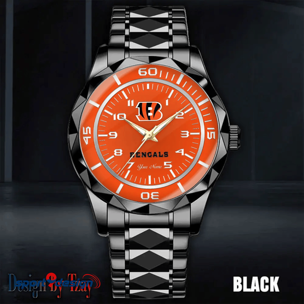 Cincinnati Bengals Best Dad Ever Luxury Diamond Men Watch Father's Day Gift
