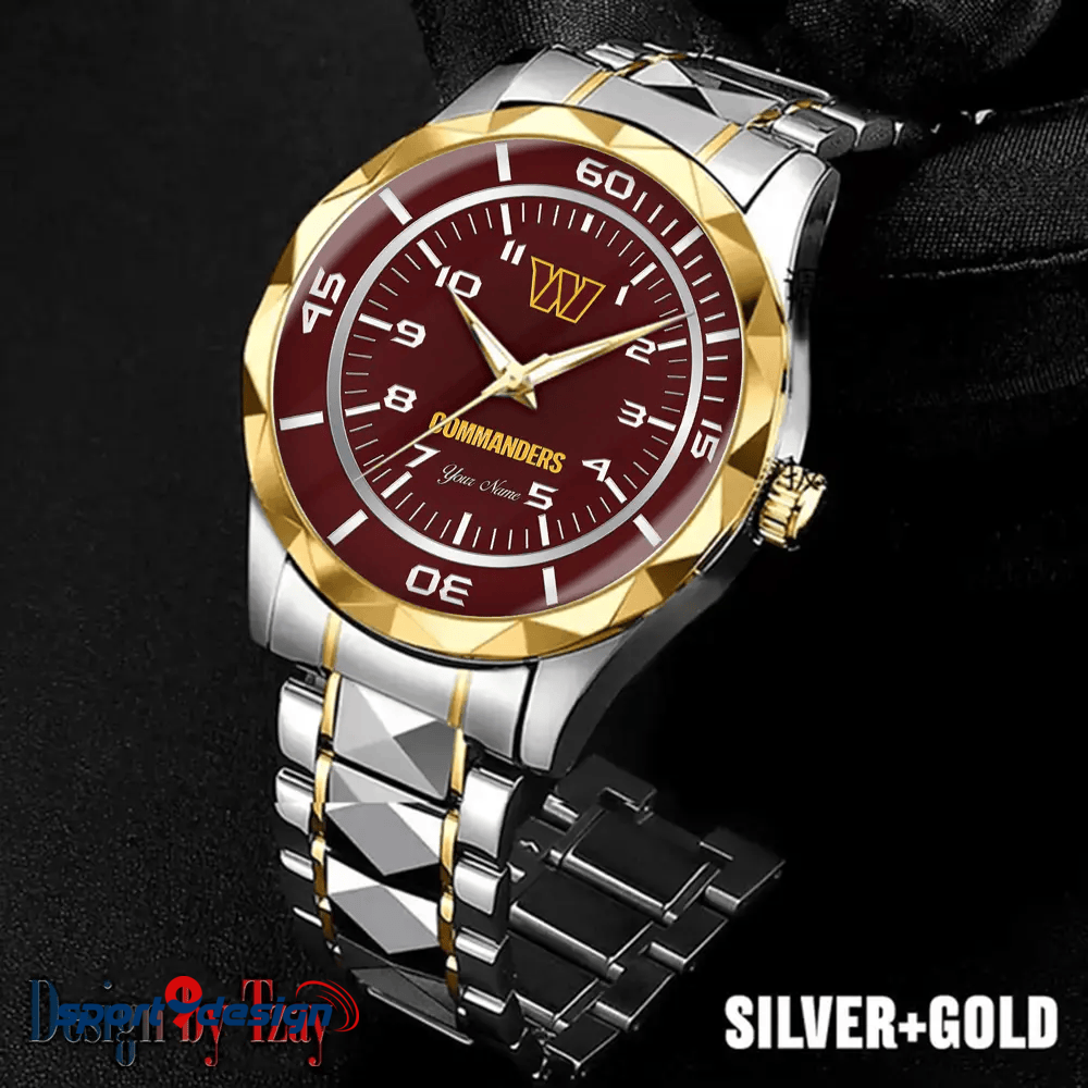 Washington Commanders Best Dad Ever Luxury Diamond Men Watch Father's Day Gift