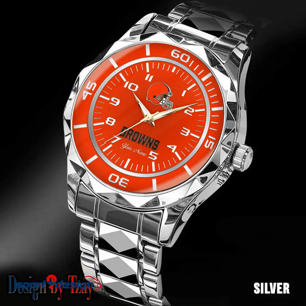 Cleveland Browns Best Dad Ever Luxury Diamond Men Watch Father's Day Gift