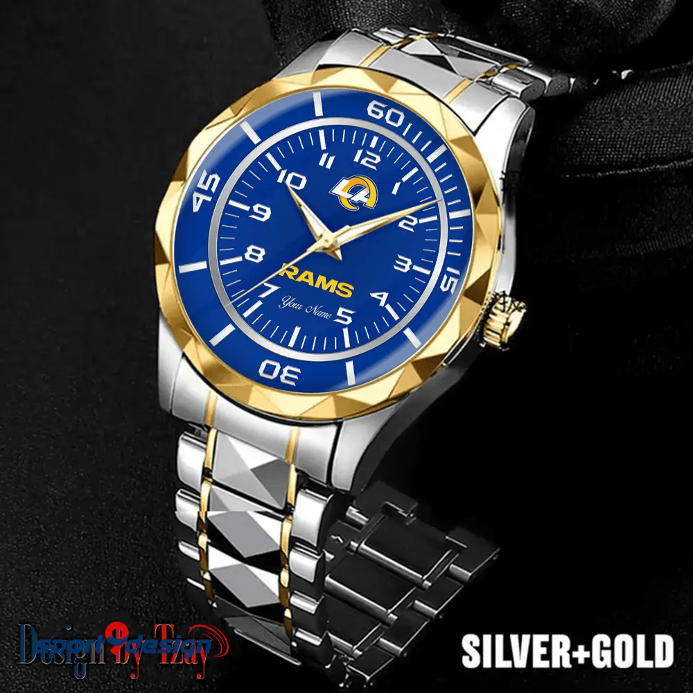 Los Angeles Rams Best Dad Ever Luxury Diamond Men Watch Father's Day Gift