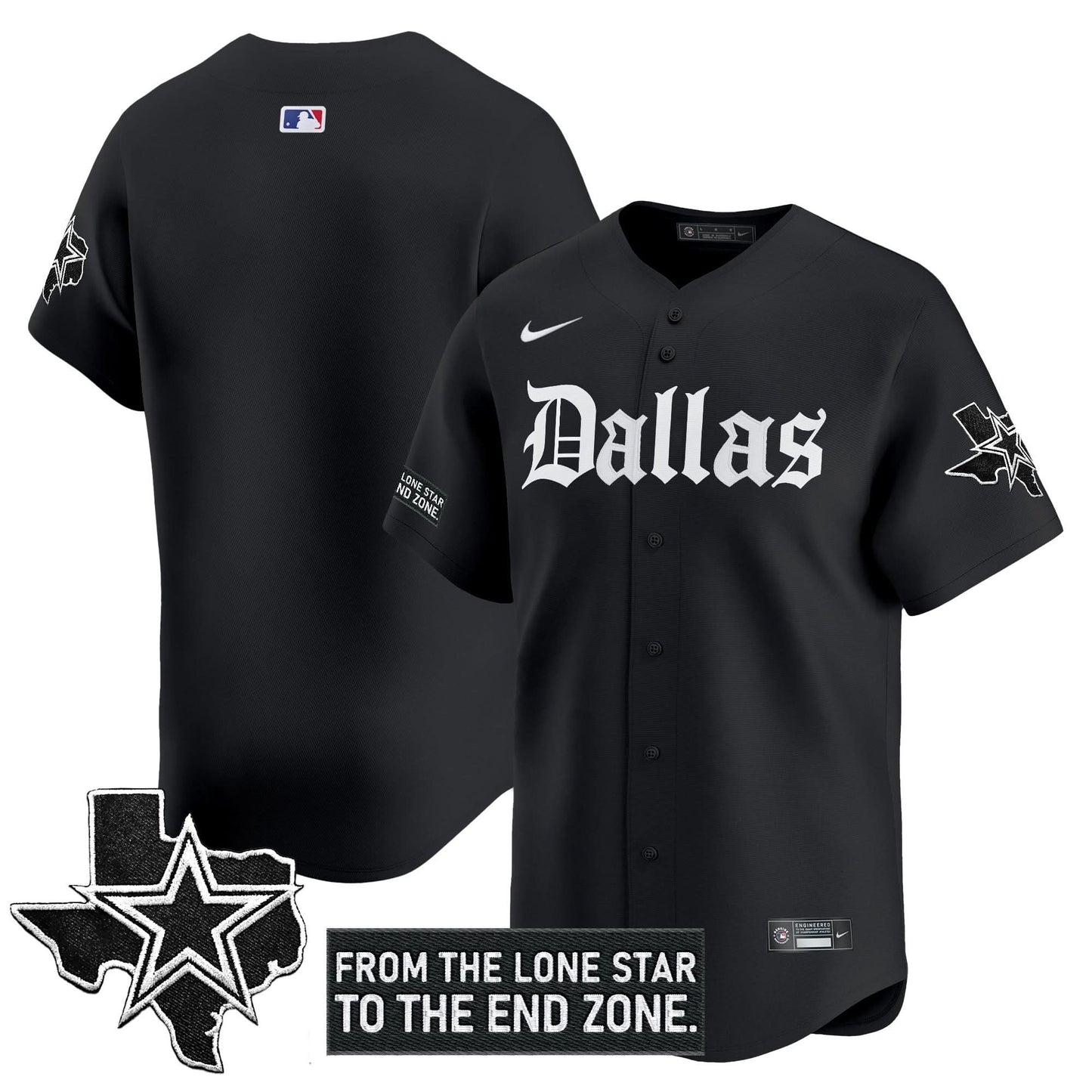 Men's Dallas Cowboys 'Gothic Lone Star Edition' Vapor Baseball Jersey - All Stitched