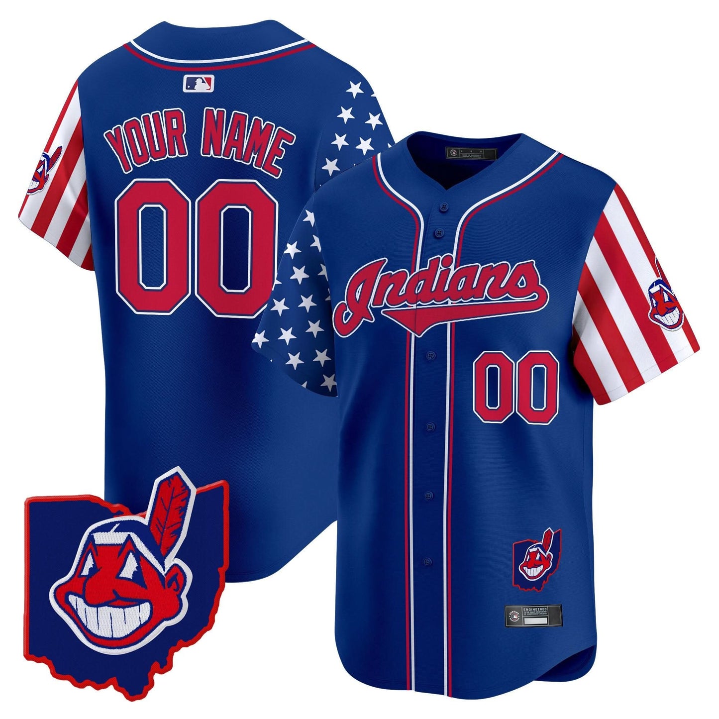 Cleveland Indians 2025 Independence Day Vapor Premier Limited Custom Jersey - All Stitched