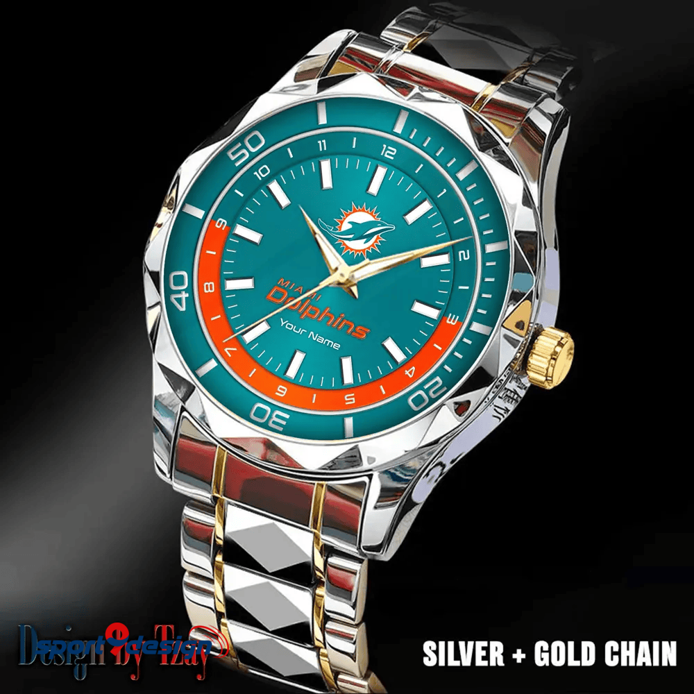 Miami Dolphins Business Watch For Men Automatic Mechanical Stainless Steel Band 2025