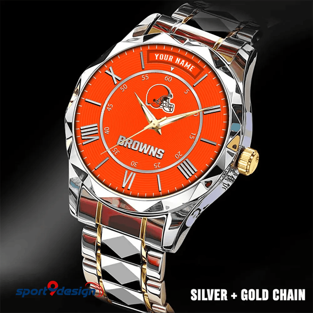 Cleveland Browns Business Watch For Men Automatic Mechanical Stainless Steel Band 2025