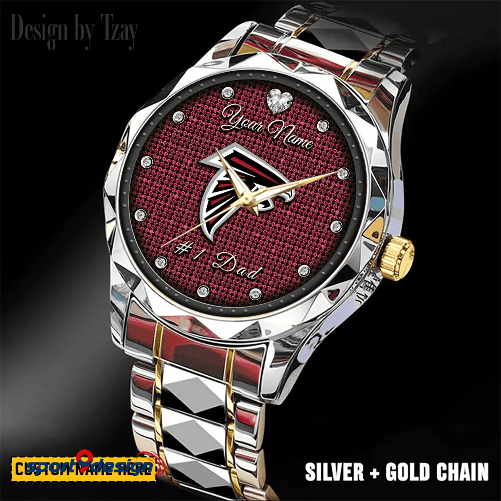 Atlanta Falcons #1 Dad Luxury Diamond Men Watch Father's Day Gift