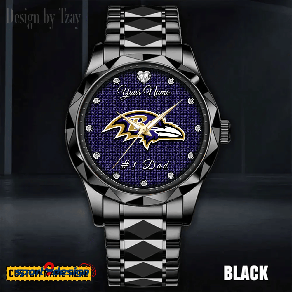 Baltimore Ravens #1 Dad Luxury Diamond Men Watch Father's Day Gift