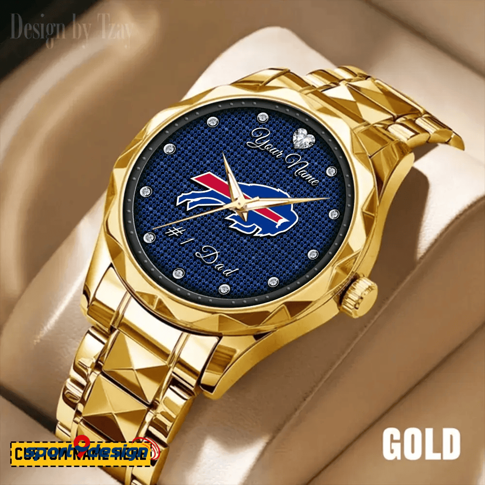 Buffalo Bills #1 Dad Luxury Diamond Men Watch Father's Day Gift