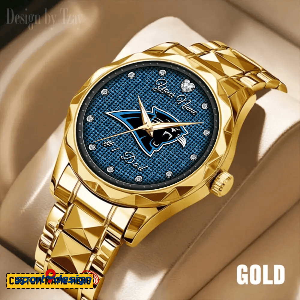 Carolina Panthers #1 Dad Luxury Diamond Men Watch Father's Day Gift