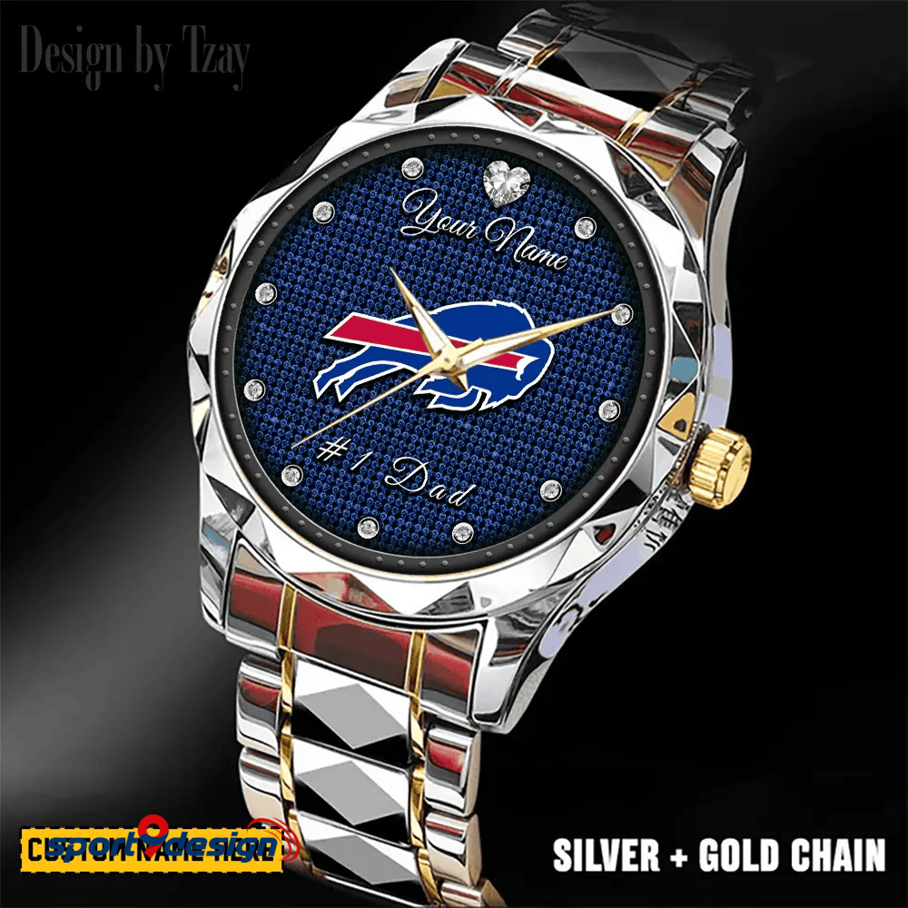 Buffalo Bills #1 Dad Luxury Diamond Men Watch Father's Day Gift