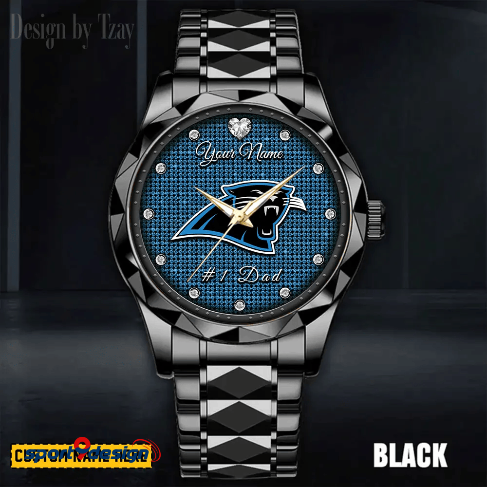 Carolina Panthers #1 Dad Luxury Diamond Men Watch Father's Day Gift
